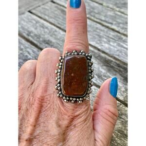 Vintage Sterling Silver Miriam Jasper Gemstone Ring